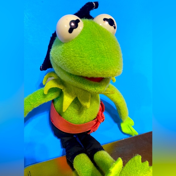 SESAME STREET VTG 90’s KERMIT THE FROG PIRATE JIM HENSON MUPPET PLUSH 12” - Picture 7 of 14